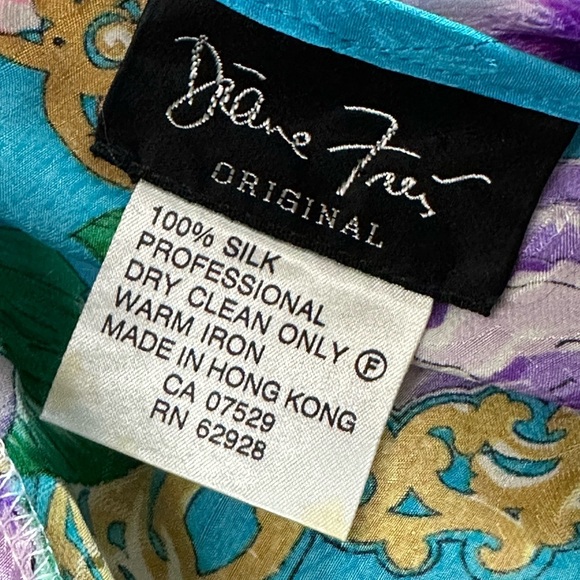 DIANE FREIS Vintage 80s Silk Jacquard Skirt Blouse Set 2 Piece Floral Bohemian - Picture 13 of 17